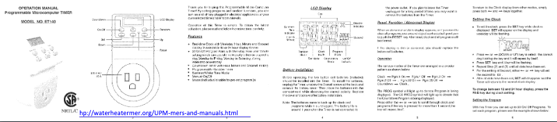 First page image of the manual for ET140