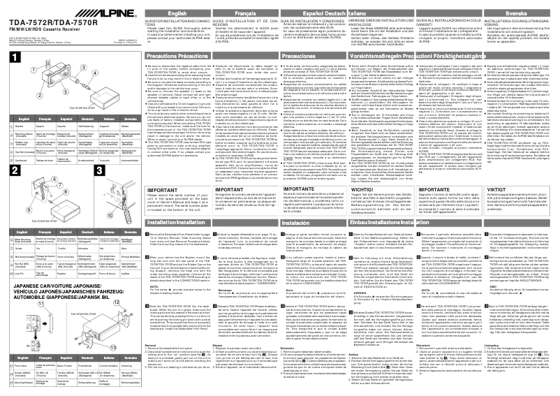 Page 1 de la notice Manuel utilisateur Alpine TDA-7570R