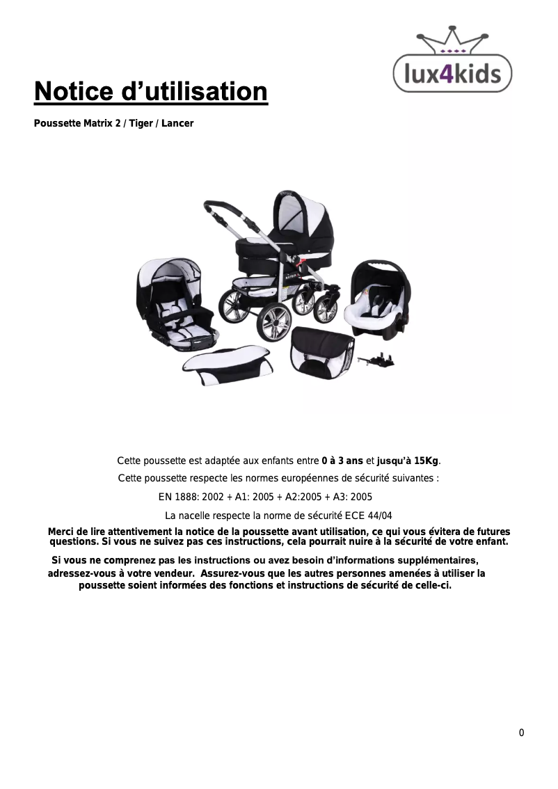 Page n°1 - Manuel utilisateur Lux4Kids Lancer