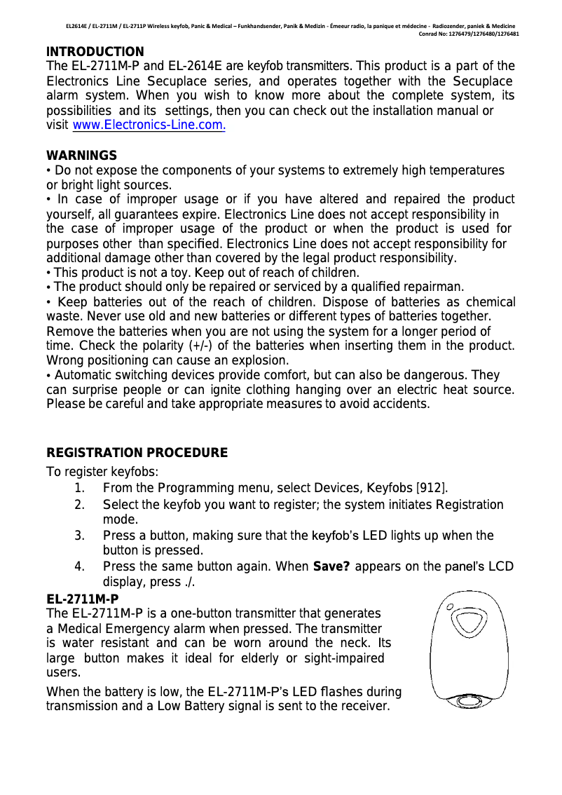 Image de la première page du manuel de l'appareil EL-2711P