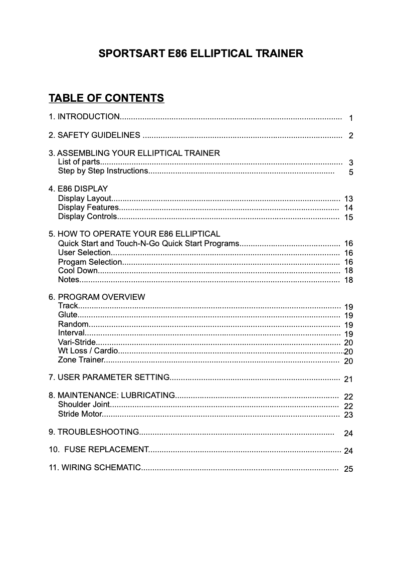 Page 1 de la notice Manuel utilisateur SportsArt E86