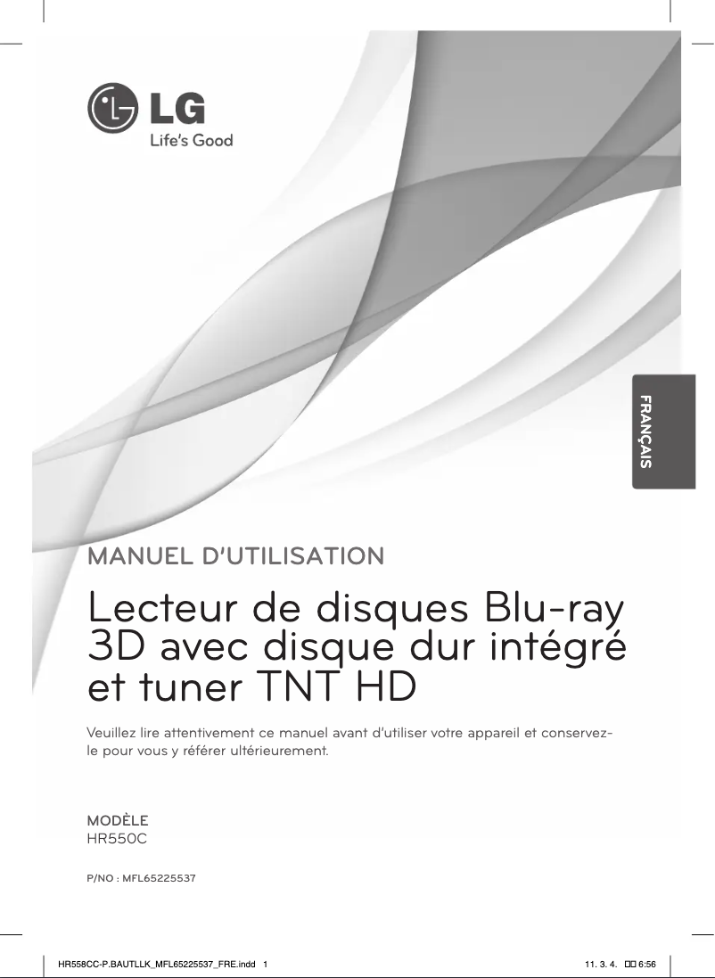 Image de la première page du manuel de l'appareil HR550C