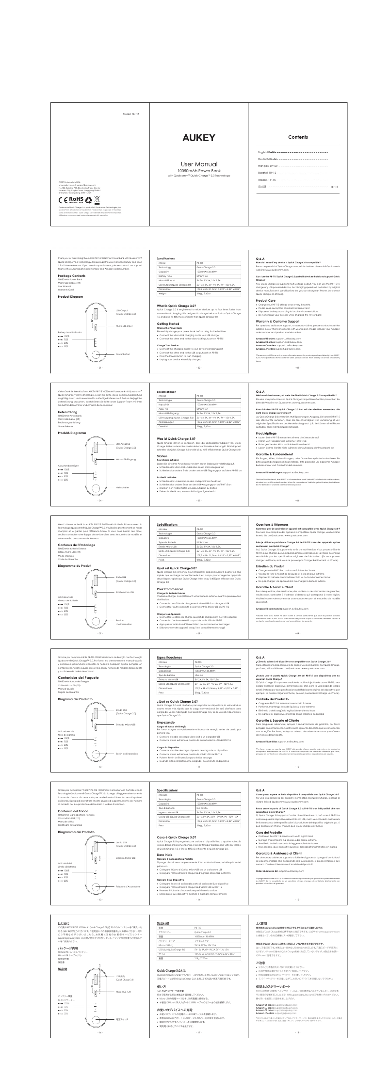 Imagen de la primera página del manual del dispositivo PB-T15
