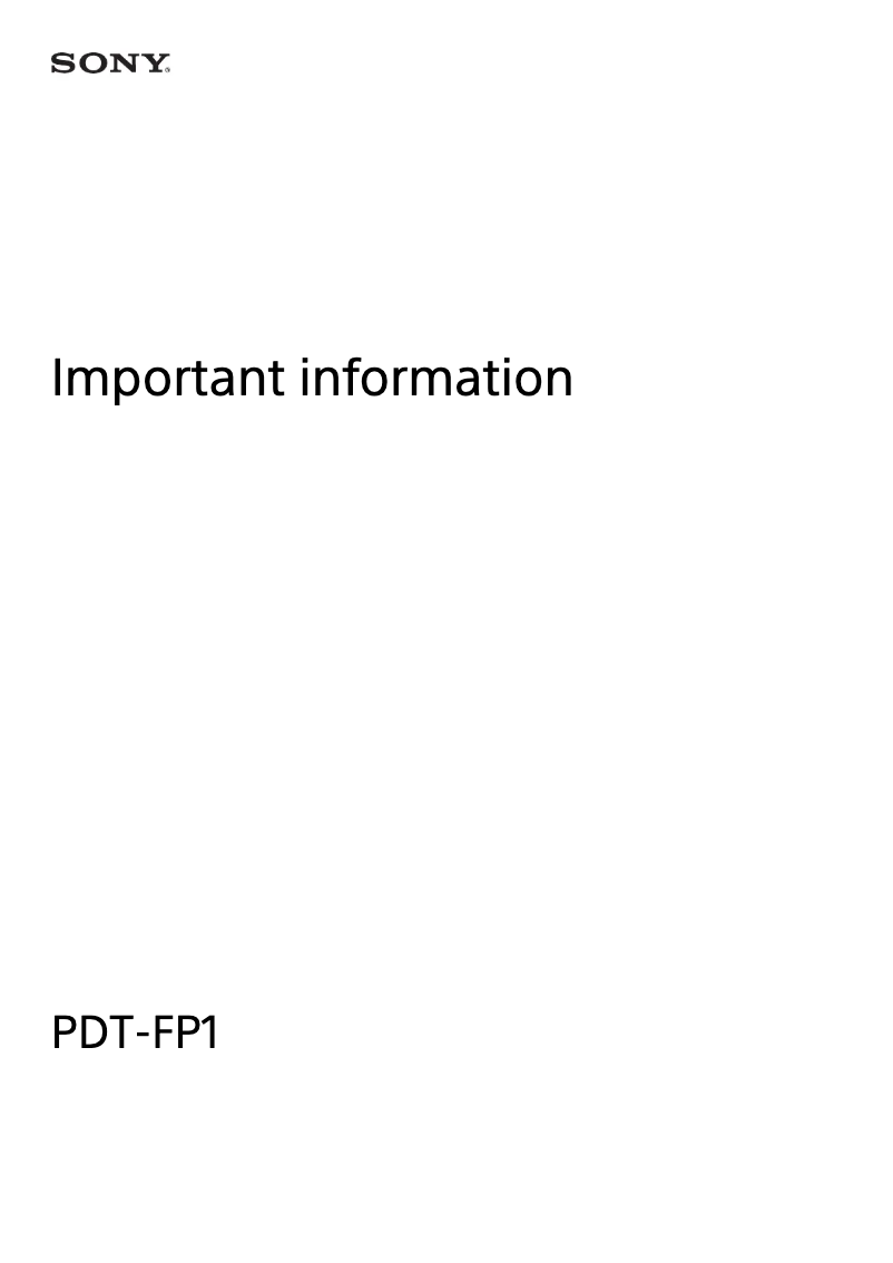 Page 1 de la notice Manuel utilisateur Sony PDT-FP1