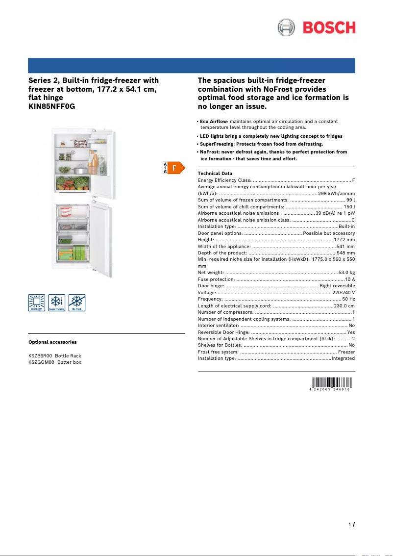 Image de la première page du manuel de l'appareil Serie 2 KIN85NFF0G