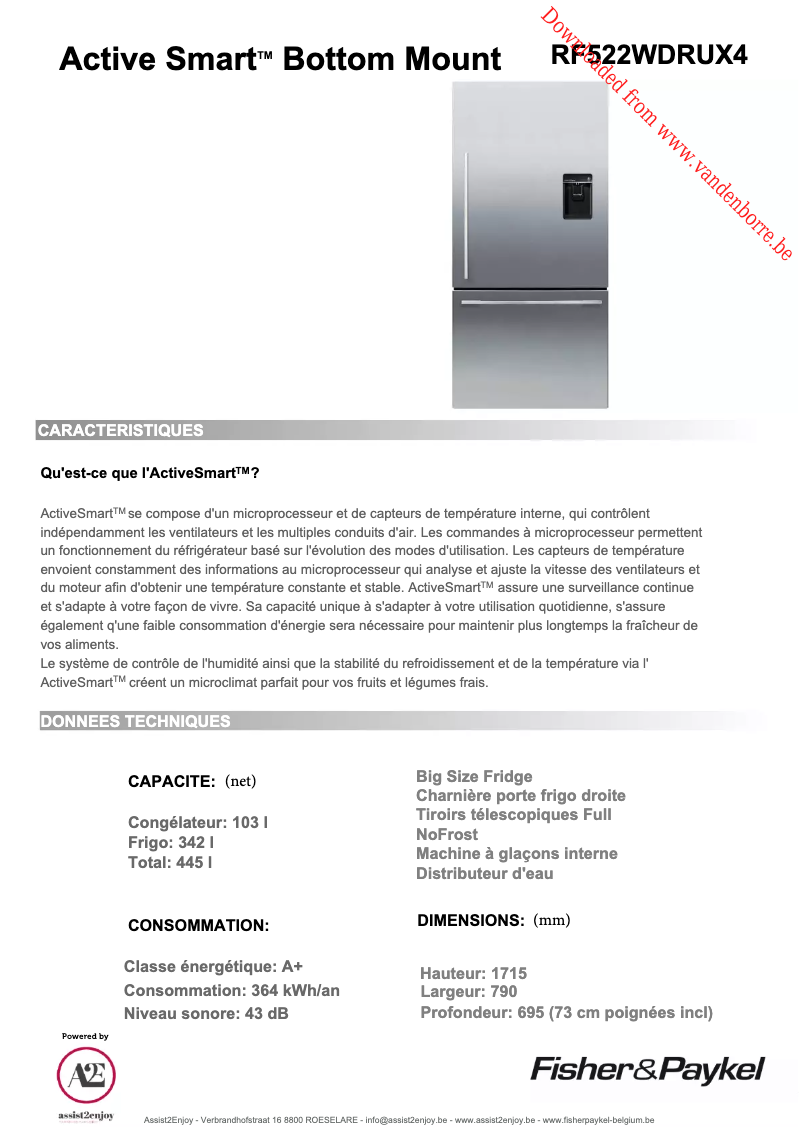 Page n°1 - Manuel utilisateur Fisher & Paykel RF522WDRUX4