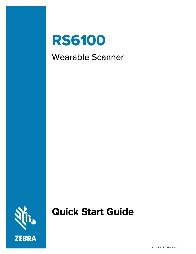 Page 1 de la notice Guide de démarrage rapide Zebra RS6100