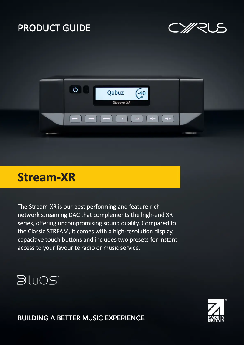 Page 1 de la notice Brochure Cyrus Stream-XR