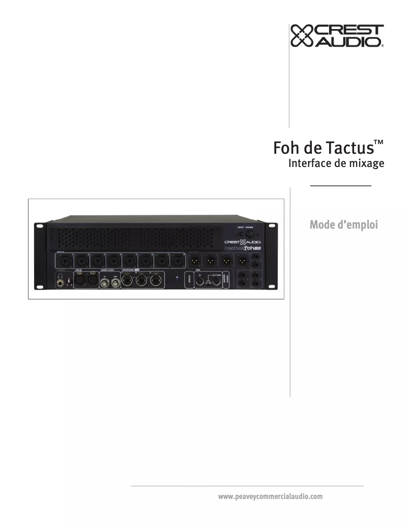 Page n°1 - Manuel utilisateur Crest Audio Tactus .FOH