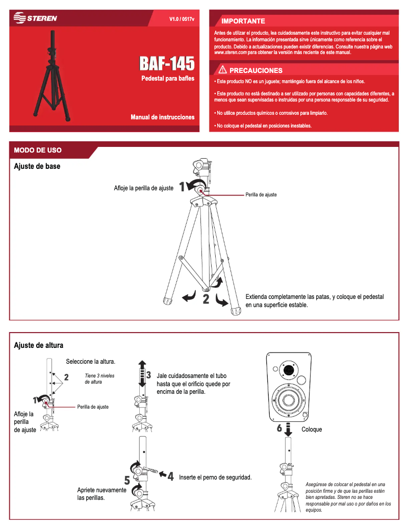 Page n°1 - Manuel utilisateur Steren BAF-145