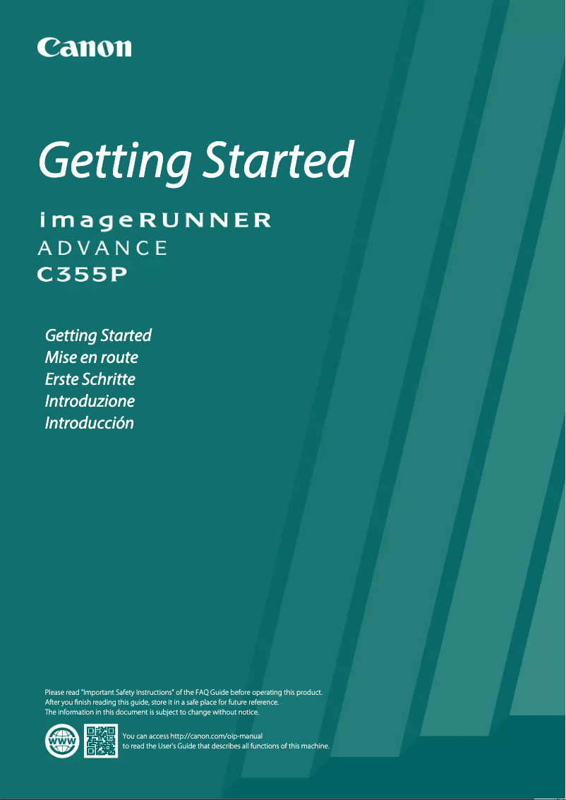 Page n°1 - Manuel utilisateur Canon imageRUNNER ADVANCE C355P