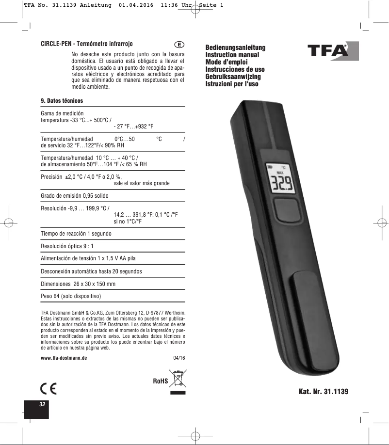 Image de la première page du manuel de l'appareil Circle-Pen 31.1139