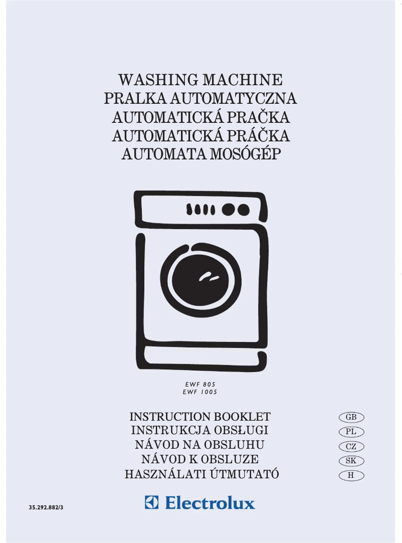Page 1 de la notice Manuel utilisateur Electrolux EWF1005