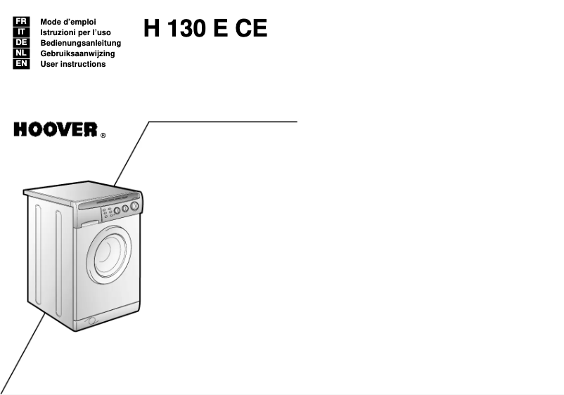 Page 1 de la notice Manuel utilisateur Hoover H130 E CE