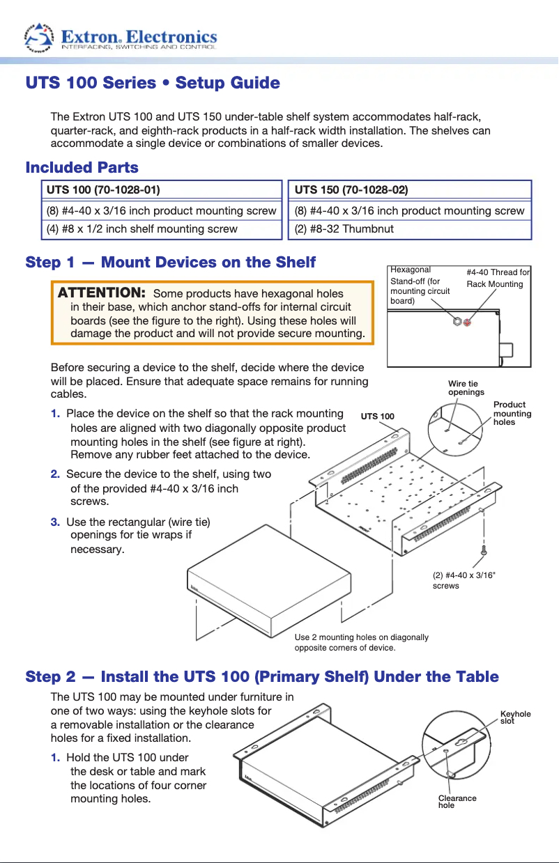 Imagen de la primera página del manual del dispositivo UTS 100