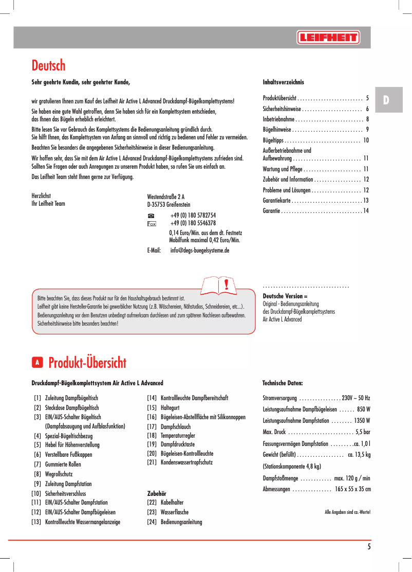 Image de la première page du manuel de l'appareil AirActive 76115