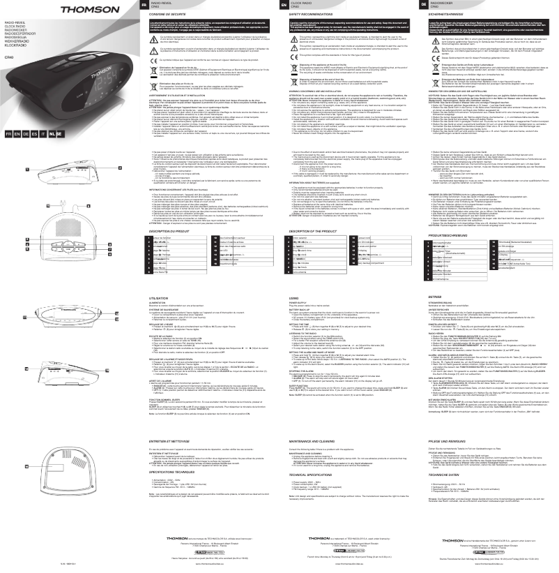 Page 1 de la notice Manuel utilisateur Thomson CR40