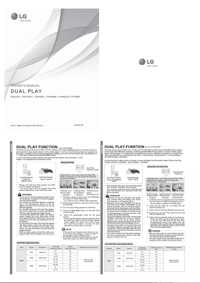 Page 1 de la notice Manuel utilisateur LG AG-F200DR