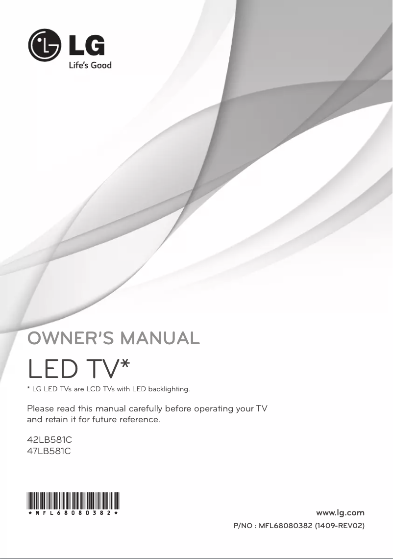 Page 1 de la notice Manuel utilisateur LG 47LB581C