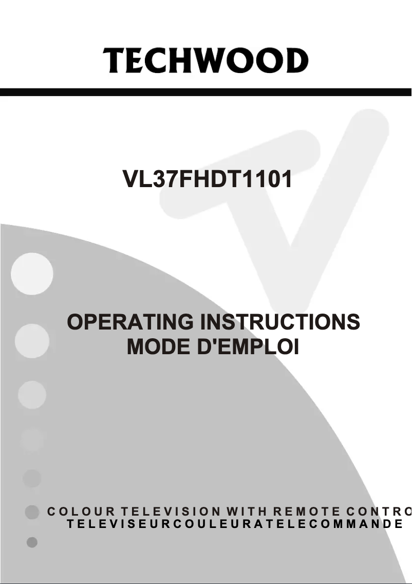 Page n°1 - Manuel utilisateur Techwood VL37FHDT1101