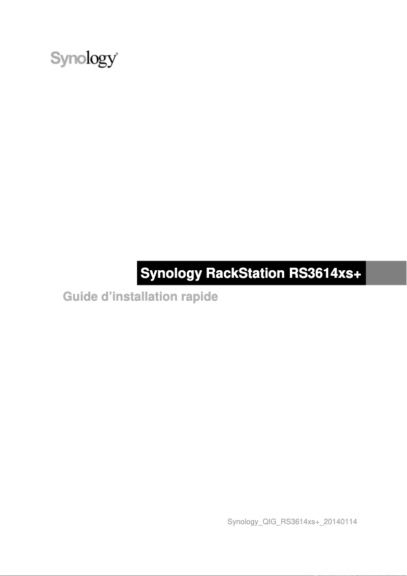 Image de la première page du manuel de l'appareil RackStation RS3614xs+