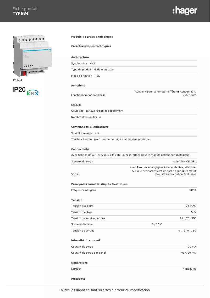 Image de la première page du manuel de l'appareil TYF684
