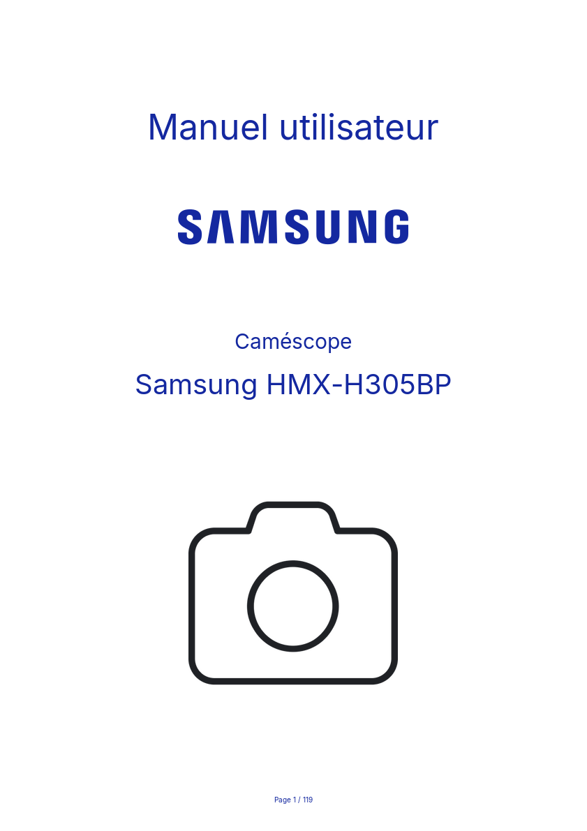 Page n°1 - Manuel utilisateur Samsung HMX-H305BP