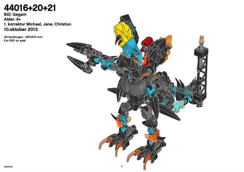 Page 1 de la notice Manuel utilisateur Lego Hero Factory 44021