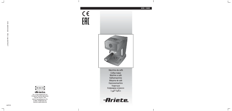 Page n°1 - Manuel utilisateur Ariete Picasso Cialdissima 1366