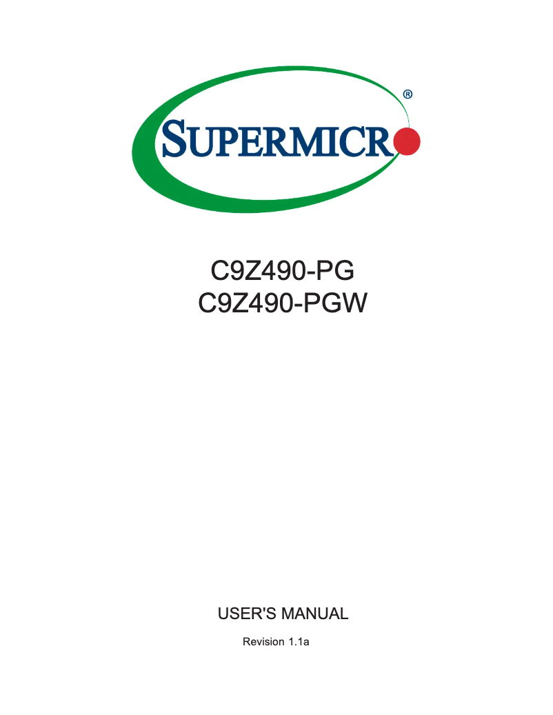 Page 1 de la notice Manuel utilisateur Supermicro C9Z490-PG