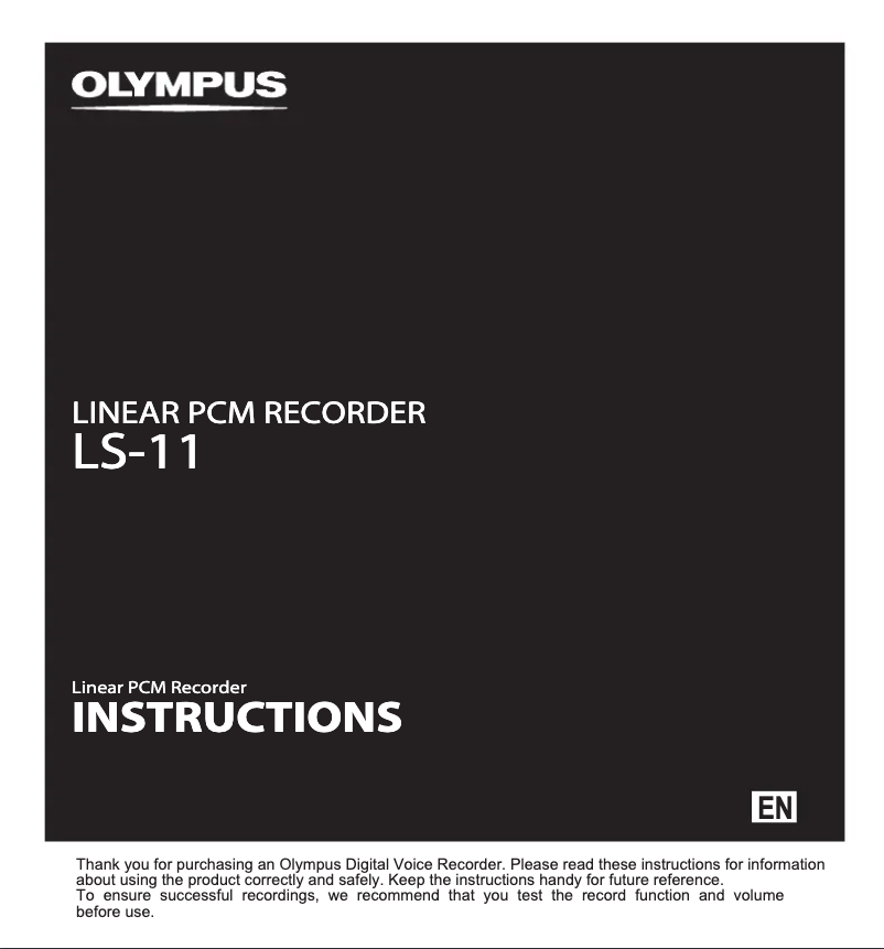 Page 1 de la notice Manuel utilisateur Olympus LS-11