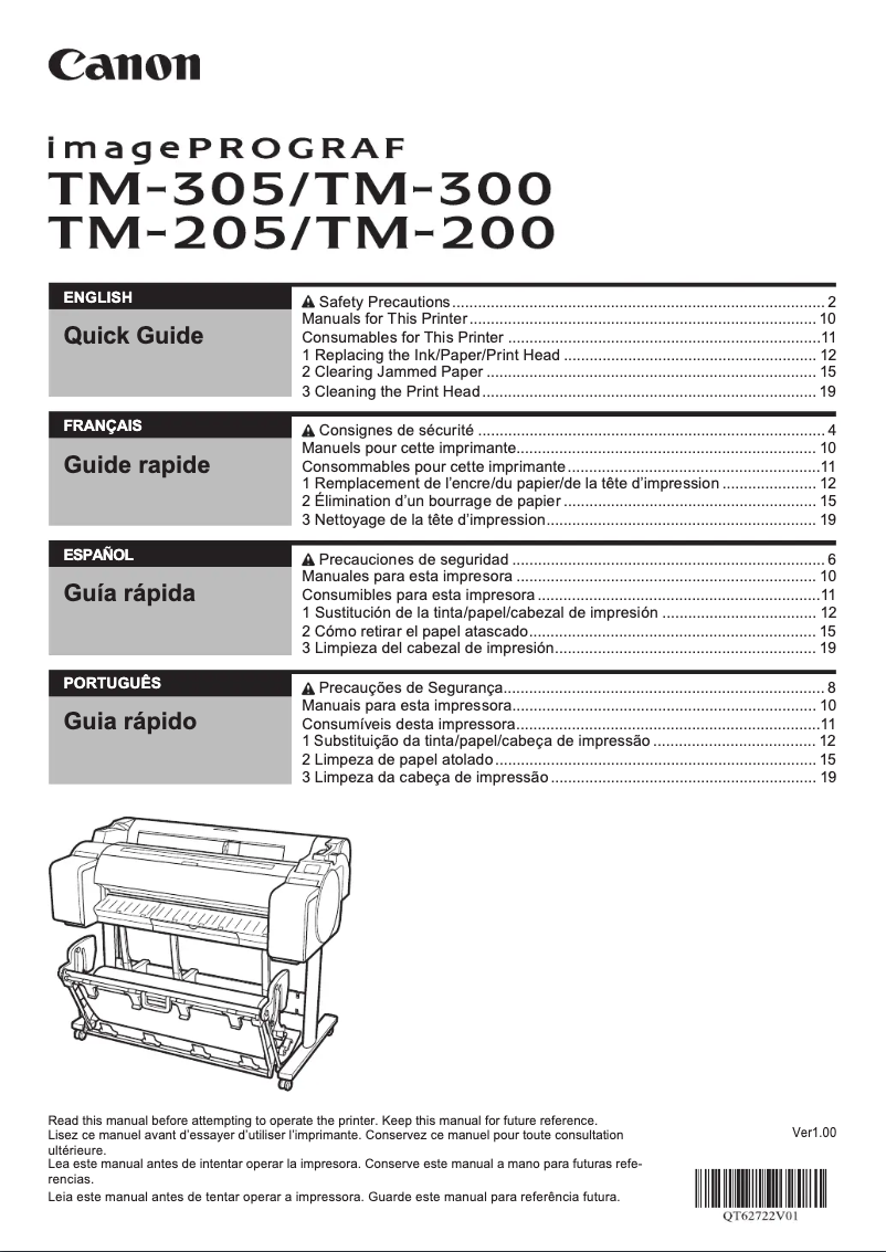 Page n°1 - Manuel utilisateur Canon ImagePROGRAF TM-305