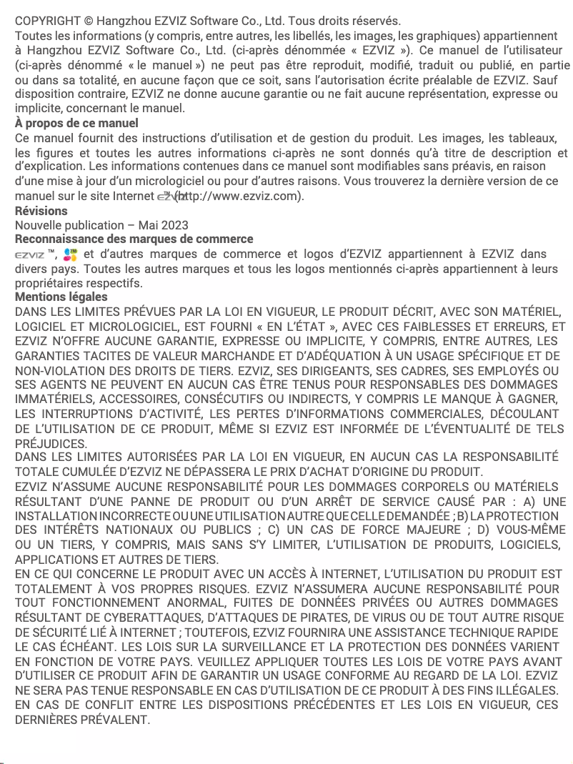 Page 1 de la notice Manuel utilisateur EZVIZ CH1