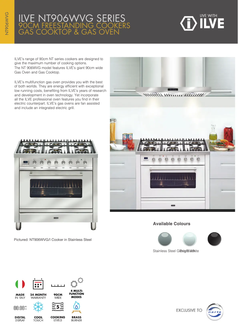 Page n°1 - Fiche technique Ilve NT906WVGSS