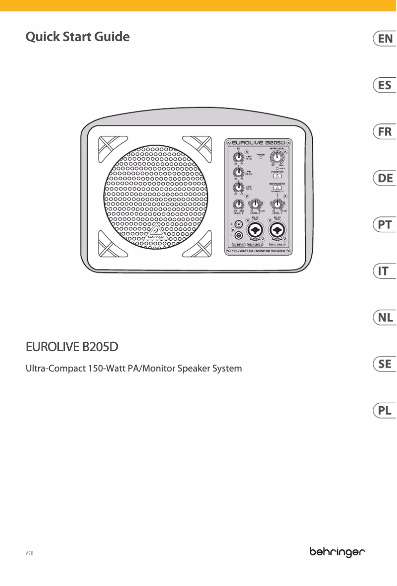 Page n°1 - Guide de démarrage rapide Behringer Eurolive B205D