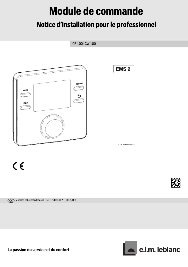 Page 1 de la notice Manuel utilisateur e.l.m. leblanc CW 100