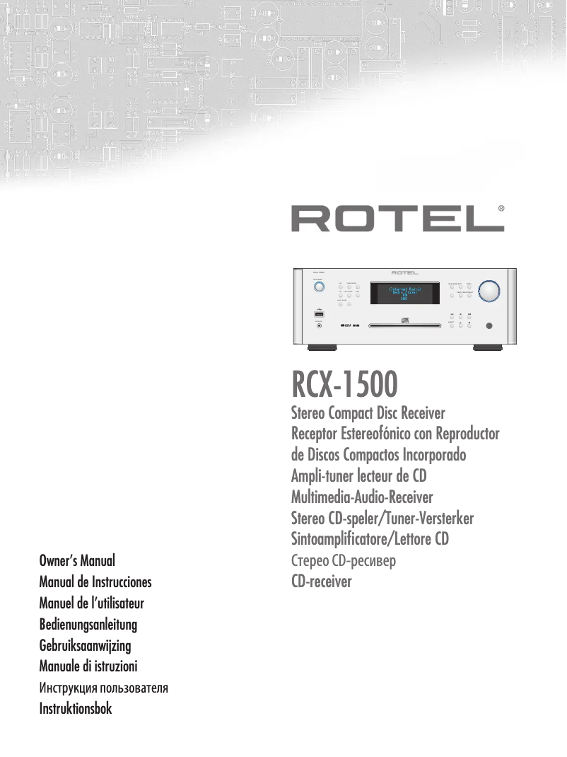 Page n°1 - Manuel utilisateur Rotel RCX-1500
