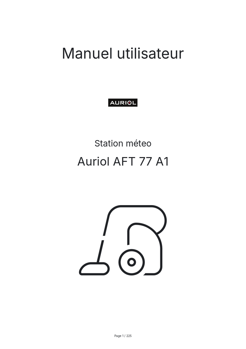 Image de la première page du manuel de l'appareil AFT 77 A1