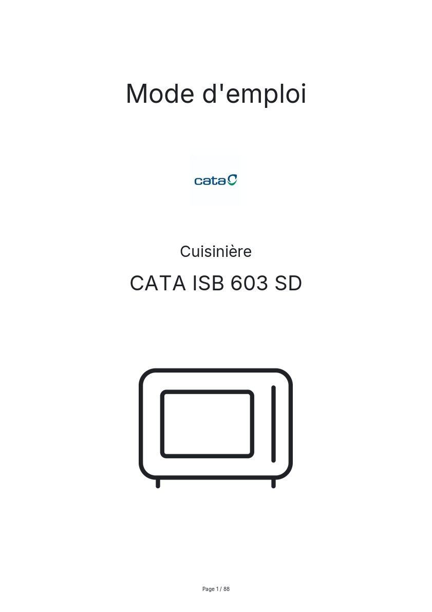 Page n°1 - Mode d'emploi CATA ISB 603 SD