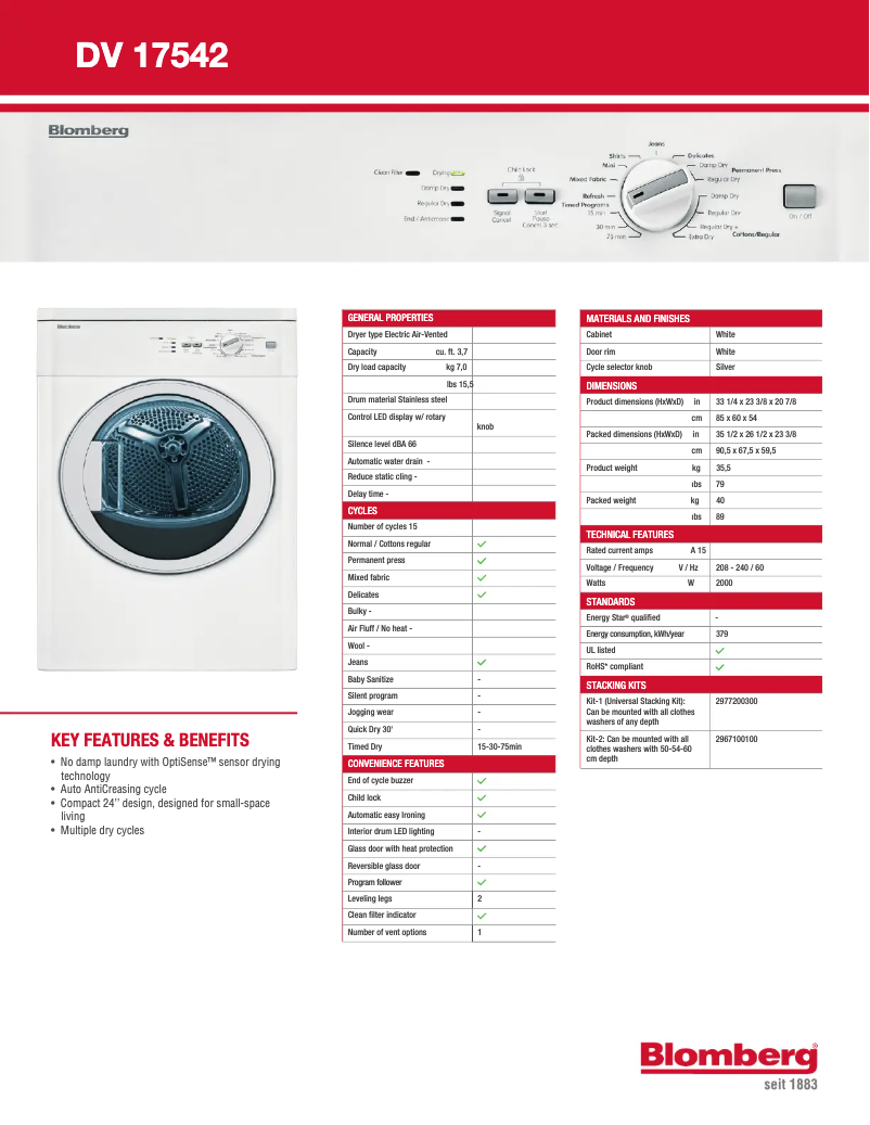 Page n°1 - Fiche technique Beko BDV7200X