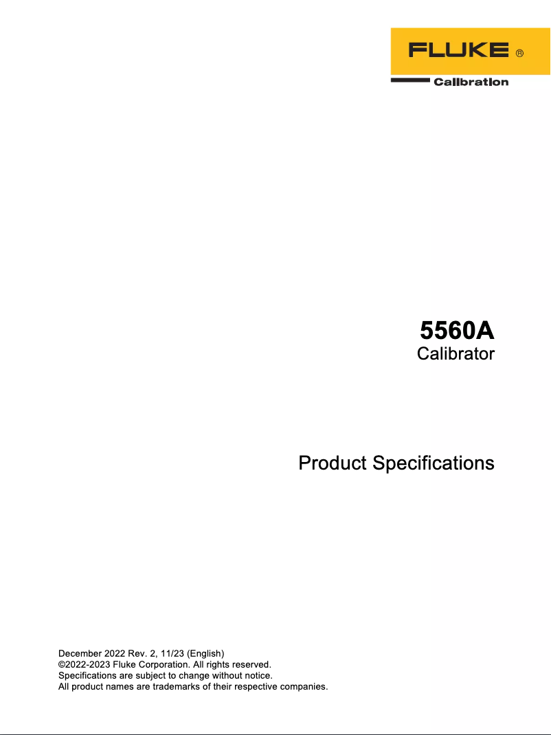 Page 1 de la notice Fiche technique Fluke 5560A