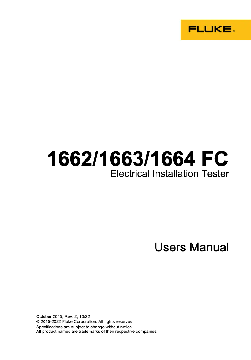 Page n°1 - Manuel utilisateur Fluke 1663