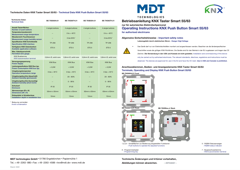 Page n°1 - Manuel utilisateur MDT BE-TAS5504.01