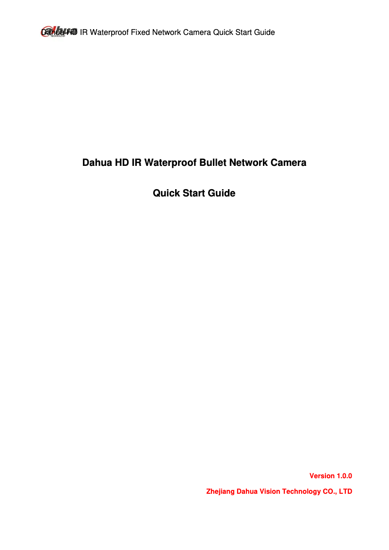 Page 1 de la notice Manuel utilisateur Dahua Technology Eco-savvy 3.0 IPC-HFW4231D-AS