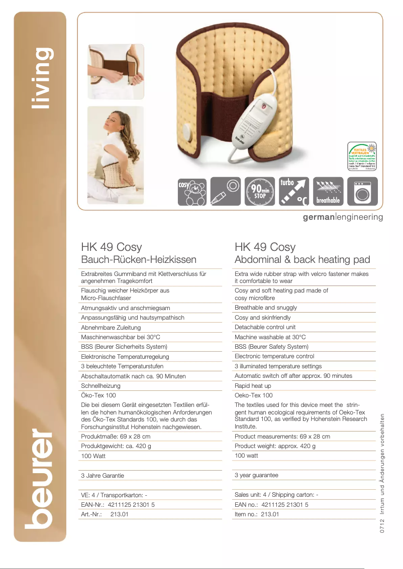 Page n°1 - Fiche technique Beurer HK 49