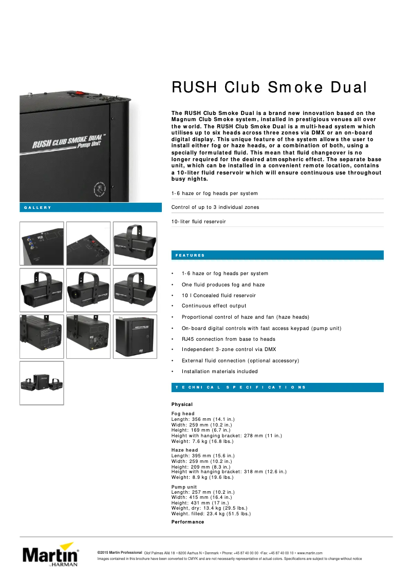 Page n°1 - Fiche technique Martin RUSH Club Smoke Dual