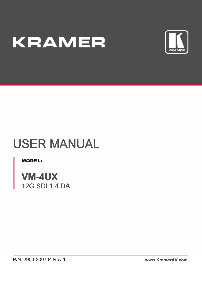 Page n°1 - Manuel utilisateur Kramer VM-4UX