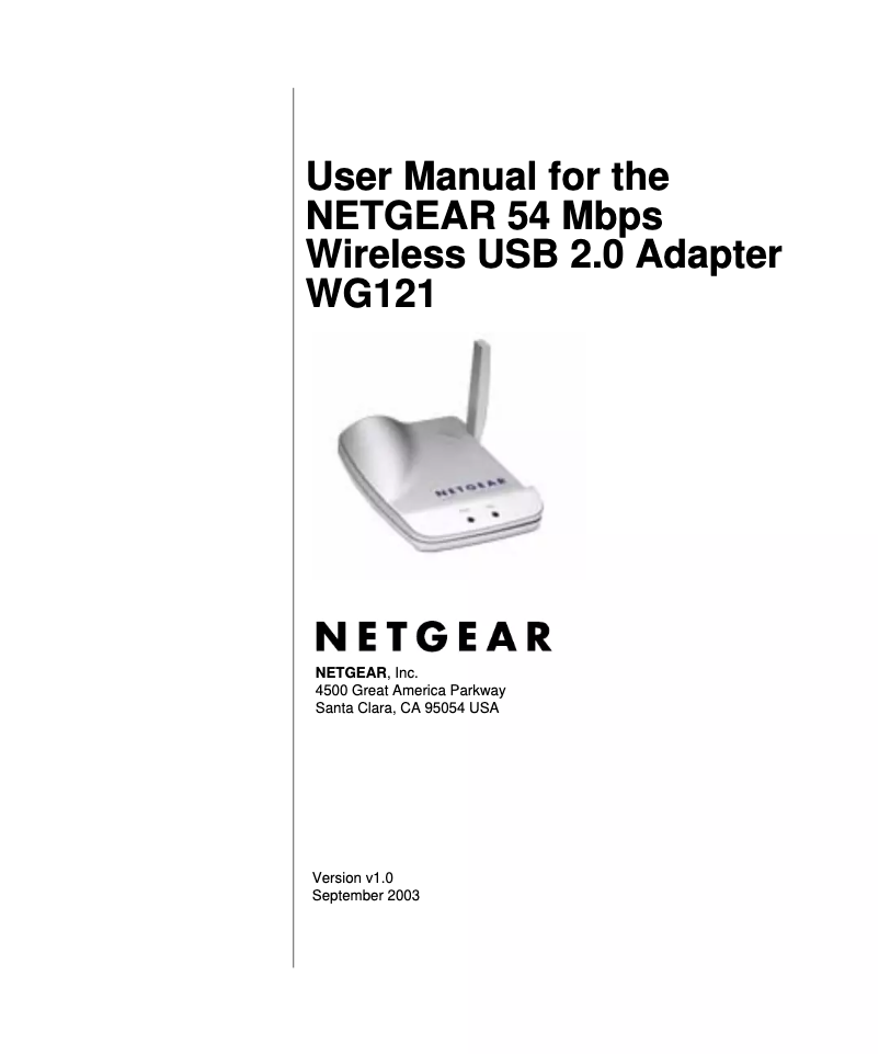 Page 1 de la notice Manuel utilisateur Netgear WG121