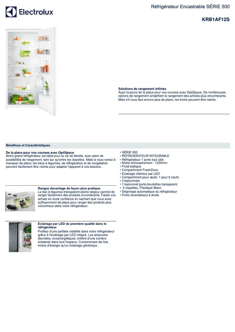 Page n°1 - Fiche technique Electrolux KRB1AF12S