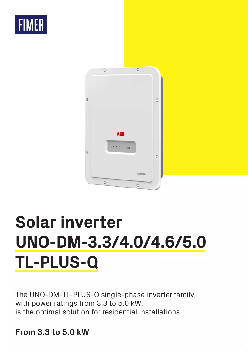 Page 1 de la notice Fiche technique FIMER UNO-DM-4.0-TL-PLUS-Q